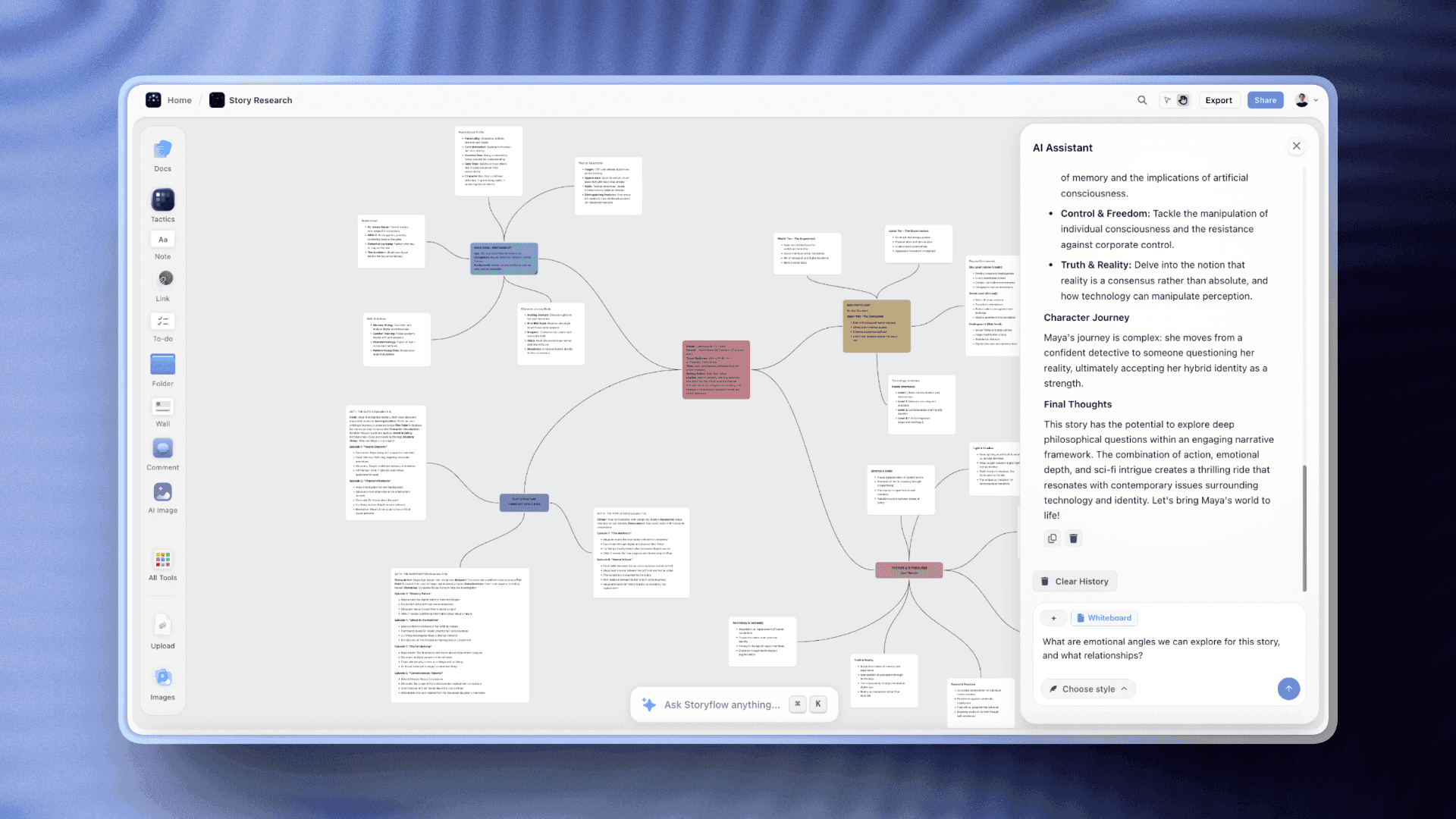 Storyflow AI reads the full strategy canvas before answering the next strategic question